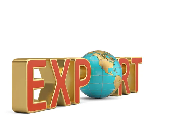 Exporta palavra e comércio de negócios globo corporations.3D global doente — Fotografia de Stock