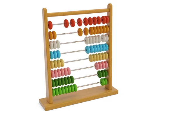 Trä abacus isolerad på vit bakgrund 3d illustration. — Stockfoto