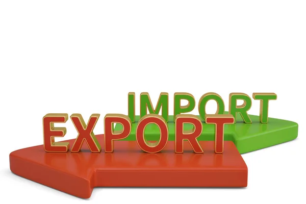 Import export words on arrow 3D illustration. — Stock Photo, Image