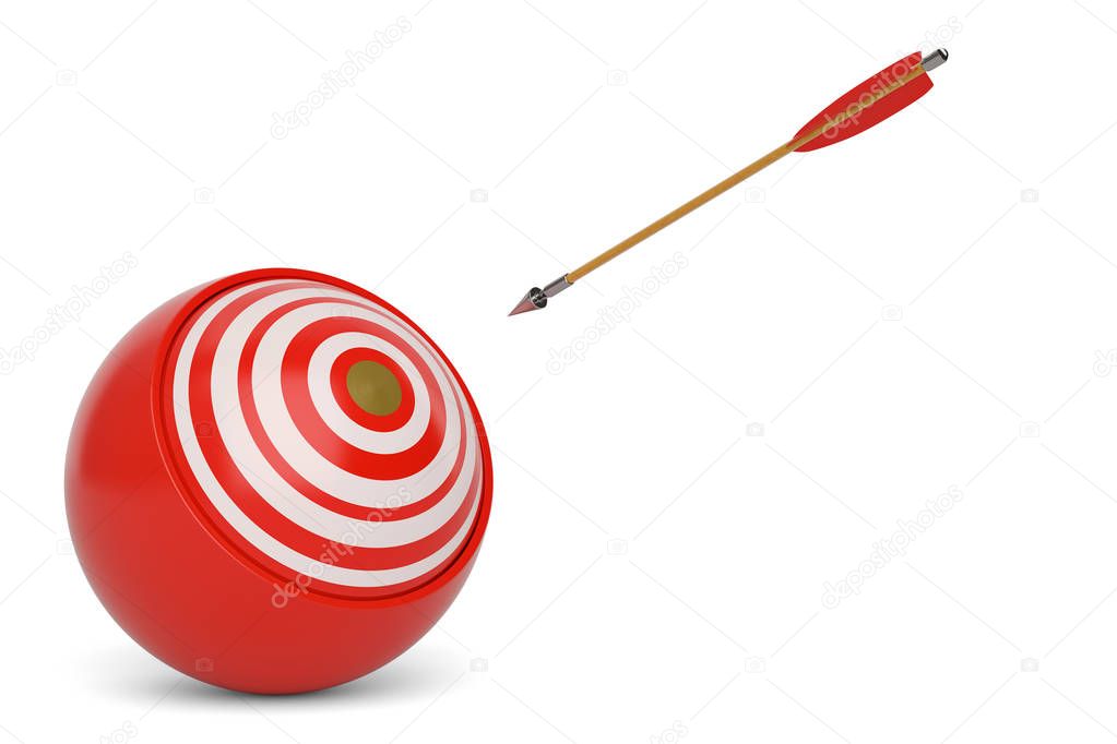 The round targets with arrow on white background 3D illustration
