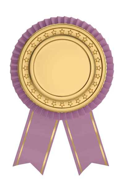 Pink ribbon award isolated on white background. 3D illustration. — Stock Photo, Image