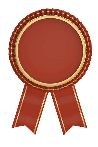Rote Schleife Auszeichnung isoliert auf weißem Hintergrund. 3D-Illustration. — Stockfoto
