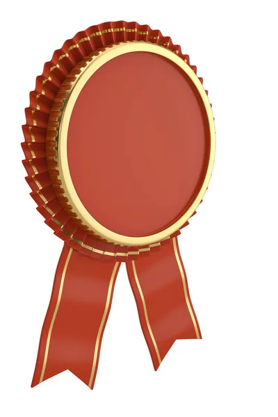 Red ribbon award isolated on white background. 3D illustration. — Stock Photo, Image