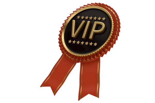 Nastro rosso VIP etichettato isolato su sfondo bianco. Illustrazione 3D — Foto Stock