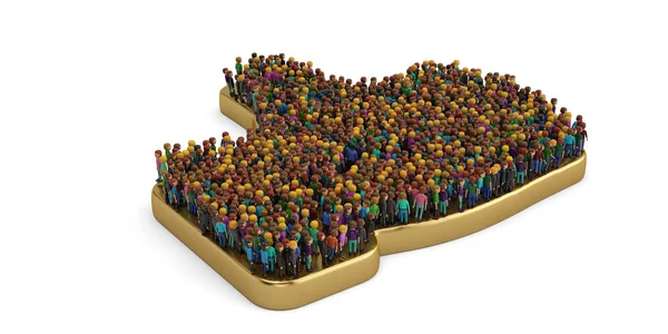 Människor på en golden som tecken. 3D illustration. — Stockfoto