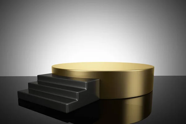 Podium d'or sur fond blanc. Illustration 3D . — Photo