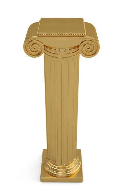 Kolumnę złotych na białym tle. ilustracja 3D. — Zdjęcie stockowe