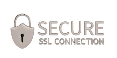Beyaz arka plan üzerinde izole kalkan kilit ssl güvenli tasarım. 3D ben
