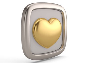 Beyaz background.3d illüstrasyon izole kalp simgesi.