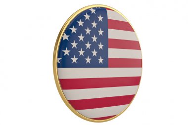 Amerikan bayrağı simgesi üzerinde beyaz background.3d illüstrasyon izole.