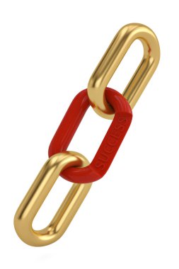 Başarı beyaz background.3 izole işareti ile altın zincir