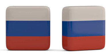 Rusya bayrağı sembolü beyaz arka plan üzerinde izole kare. 3D illus