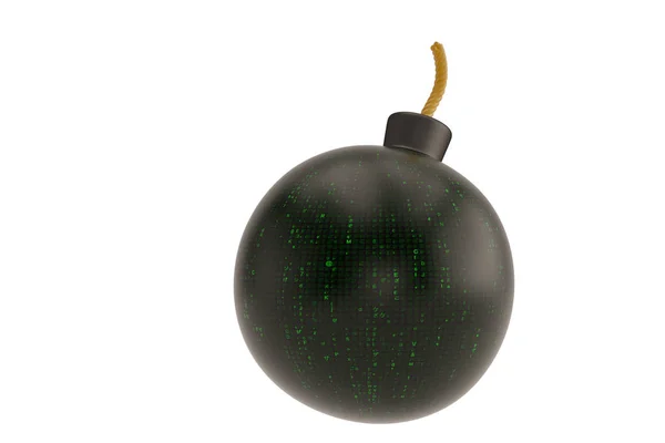 Bomba digitale isolata su sfondo bianco. Illustrazione 3D . — Foto Stock