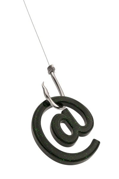 Σύμβολο του ηλεκτρονικού ταχυδρομείου με γάντζο απομονωθεί σε λευκό φόντο. 3D έργα — Φωτογραφία Αρχείου