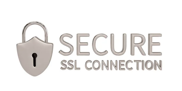 Bloqueio de escudo ssl projeto seguro isolado no fundo branco. 3D i — Fotografia de Stock