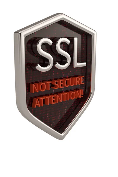 Projeto seguro SSL Shield isolado em fundo branco. illus 3D — Fotografia de Stock
