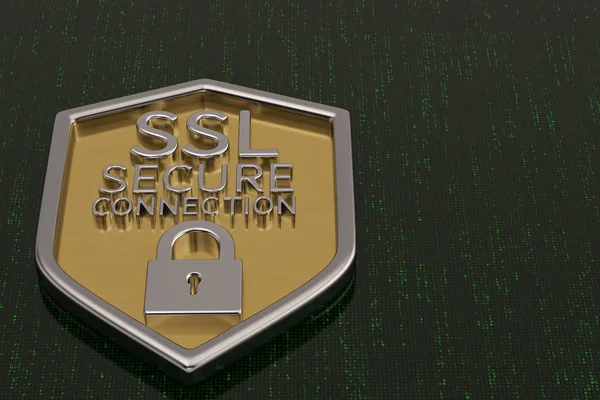 Shield and lock ssl secure design on digital screen background. — Stock Photo, Image