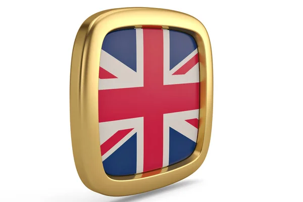 Ícone da bandeira britânica isolado no fundo branco. Ilustração 3D . — Fotografia de Stock