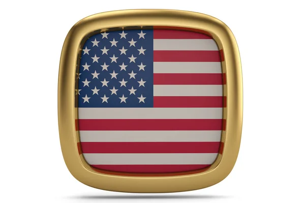 USA zászló ikonra elszigetelt fehér background. 3D-s illusztráció. — Stock Fotó