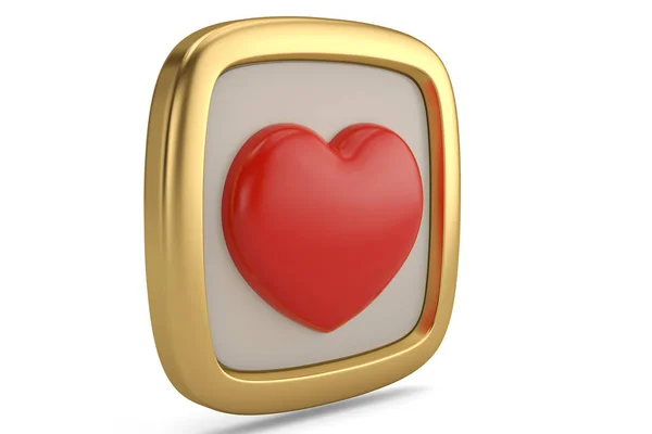 Icona del cuore isolata su sfondo bianco.Illustrazione 3D . — Foto Stock