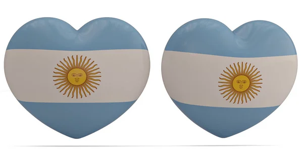 Arjantin bayrağı sembolü beyaz arka plan üzerinde izole kalp. 3D hasta — Stok fotoğraf