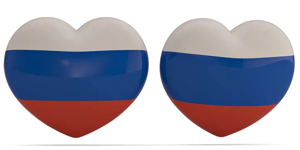 Vlag van Rusland hart symbool geïsoleerd op een witte achtergrond. 3D illust — Stockfoto