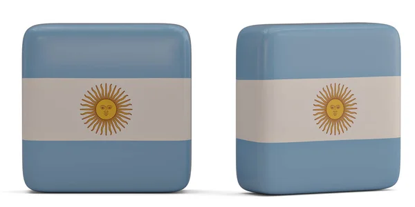 Arjantin bayrağı sembolü beyaz arka plan üzerinde izole kare. 3D Il — Stok fotoğraf