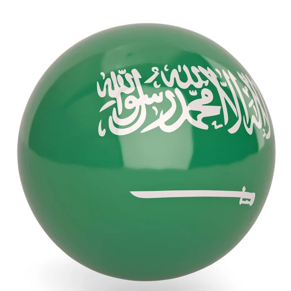 Saudi Arabia flag ball symbol isolated on white background. 3D i — Stock Photo, Image