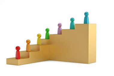 Renkli Basitleştirilmiş İnsan Karakterleri. Merdivenleri izole edilmiş.