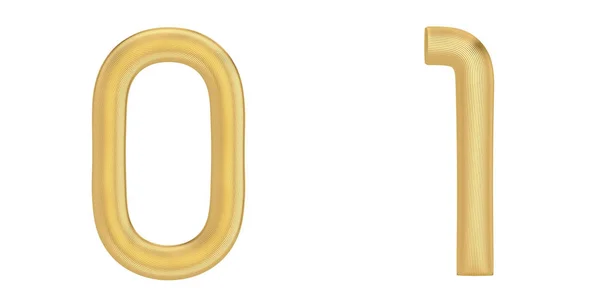Número de línea dorada Aislado sobre fondo blanco. ilustración 3d —  Fotos de Stock