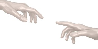 Beyaz arka planda izole edilmiş 3D el hareketi. 3d illüstrasyon