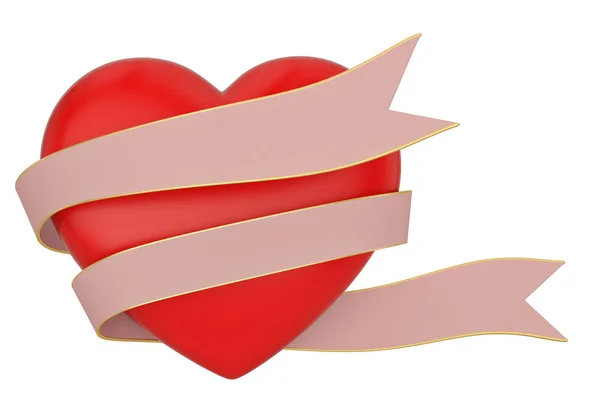 Band med hjärta 3d rendering Isolerad på vit bakgrund. 3d — Stockfoto