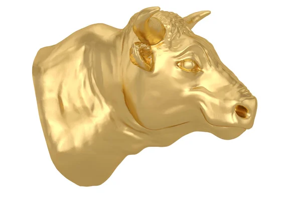 Bullhead i guld Isolerad på vit bakgrund. 3D-illustration — Stockfoto