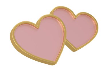 Çift Kalp beyaz arka planda izole edilmiş. 3d illüstrasyon