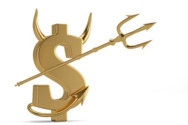 Para şeytani bir kavramsaldır. Beyaz arka Grou 'da izole edilmiş şeytani dolar.