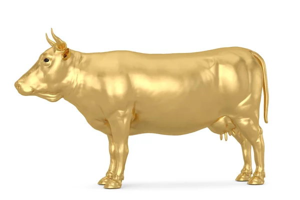 Gold Cow  Isolated on white background. 3d illustration — Stock Photo, Image