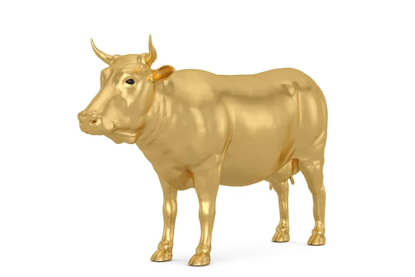 Gold Cow  Isolated on white background. 3d illustration — Stock Photo, Image