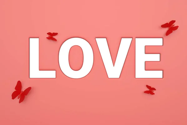 Hollow out love word background. 3d illustration — Stock Photo, Image