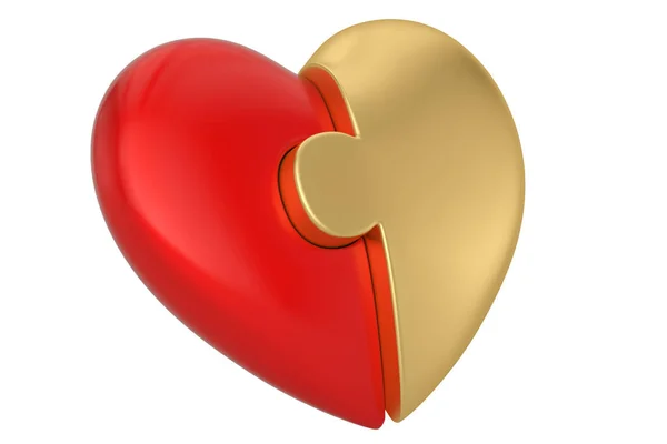 Simbolo di puzzle del cuore Isolato in sfondo bianco. 3d illus — Foto Stock