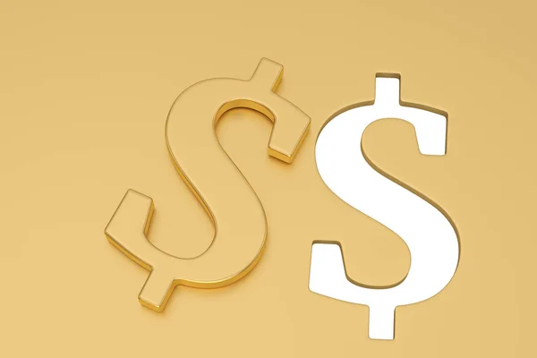 Zlatá značka dolaru na kovové desce. 3D ilustrace — Stock fotografie