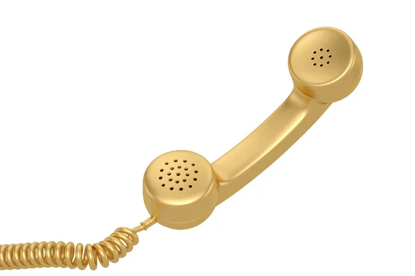 Guldtelefon Isolerad i vit bakgrund. 3D-illustration — Stockfoto