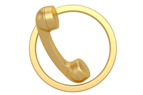 Guldtelefon Isolerad i vit bakgrund. 3D-illustration — Stockfoto