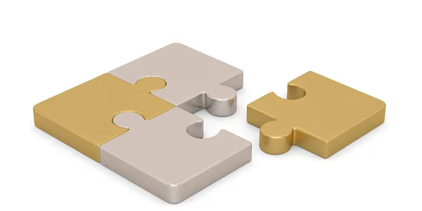 Metal puzzle symbol Izolované v bílém pozadí. 3D ilustrace — Stock fotografie