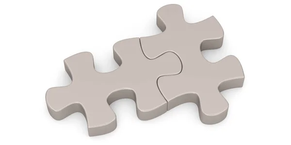 Simbolo puzzle in metallo Isolato su sfondo bianco. Illustri 3d — Foto Stock