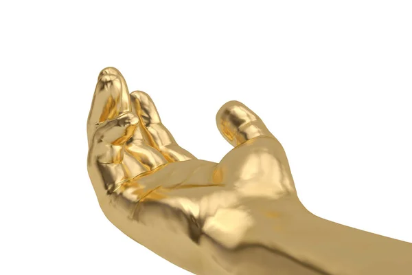 Gouden hand Geïsoleerd op witte achtergrond. 3d illustratie — Stockfoto