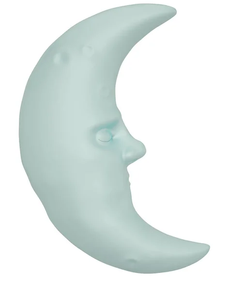 Φεγγάρι ύπνου απομονωμένο σε λευκό φόντο. 3D εικονογράφηση — Φωτογραφία Αρχείου