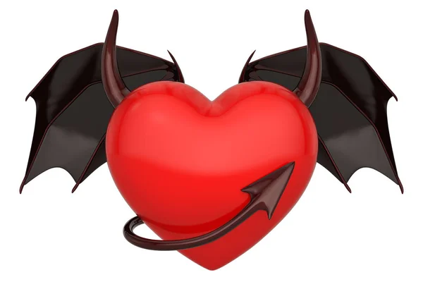 Heart Demon With Wings. Isolated in white background.  3d illust — Stock Photo, Image