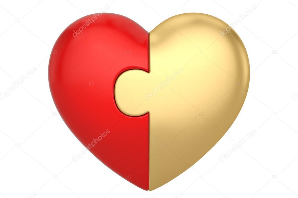 Heart puzzle symbol icon Isolated in white background.  3d illus