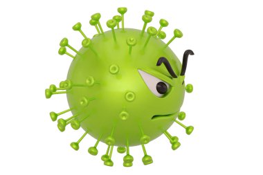 Coronavirus 2019-nc0v Salgını. Beyaz renkli 3D Coronavirus çizgi filmi. 