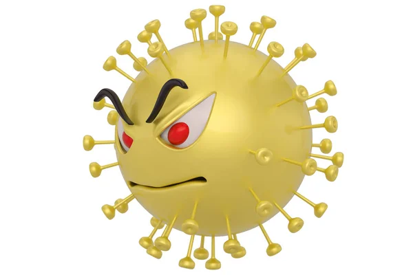 Focolaio di Coronavirus 2019-nC0V. Coronavirus cartone animato 3D in bianco — Foto Stock